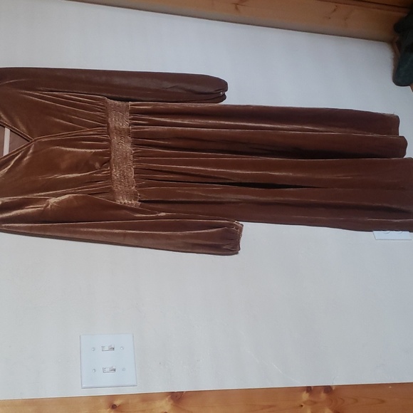 Golden Velvet Midi Dress - Picture 3 of 5